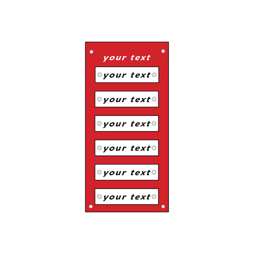  white directories on red panel